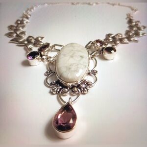 Howelite Amethyst 925 Sterling Silver Necklace